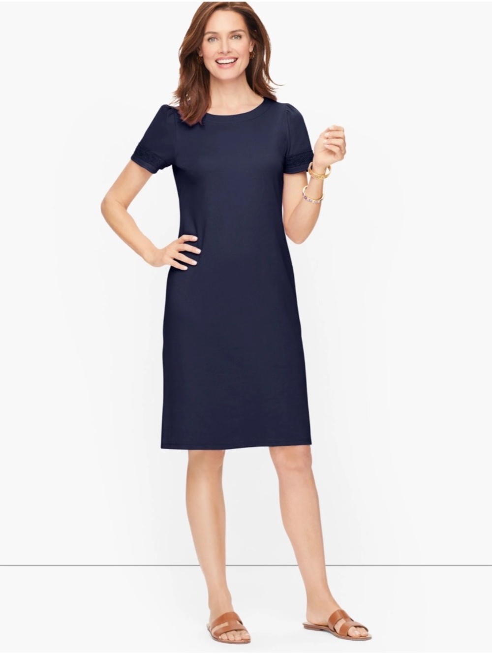 Talbots NWT Navy Blue Interlock Cotton Lace Dress 1X Petite